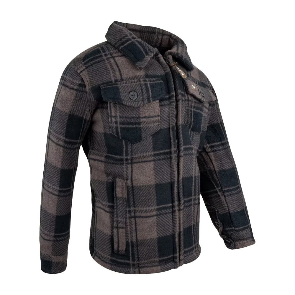 Brown - Side - Jack Pyke Childrens-Kids Tundra Checked Shirt
