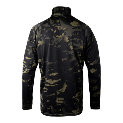 Black - Back - Speero Mens Armour Camo Quarter Zip Midlayer