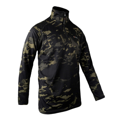 Black - Lifestyle - Speero Mens Armour Camo Quarter Zip Midlayer