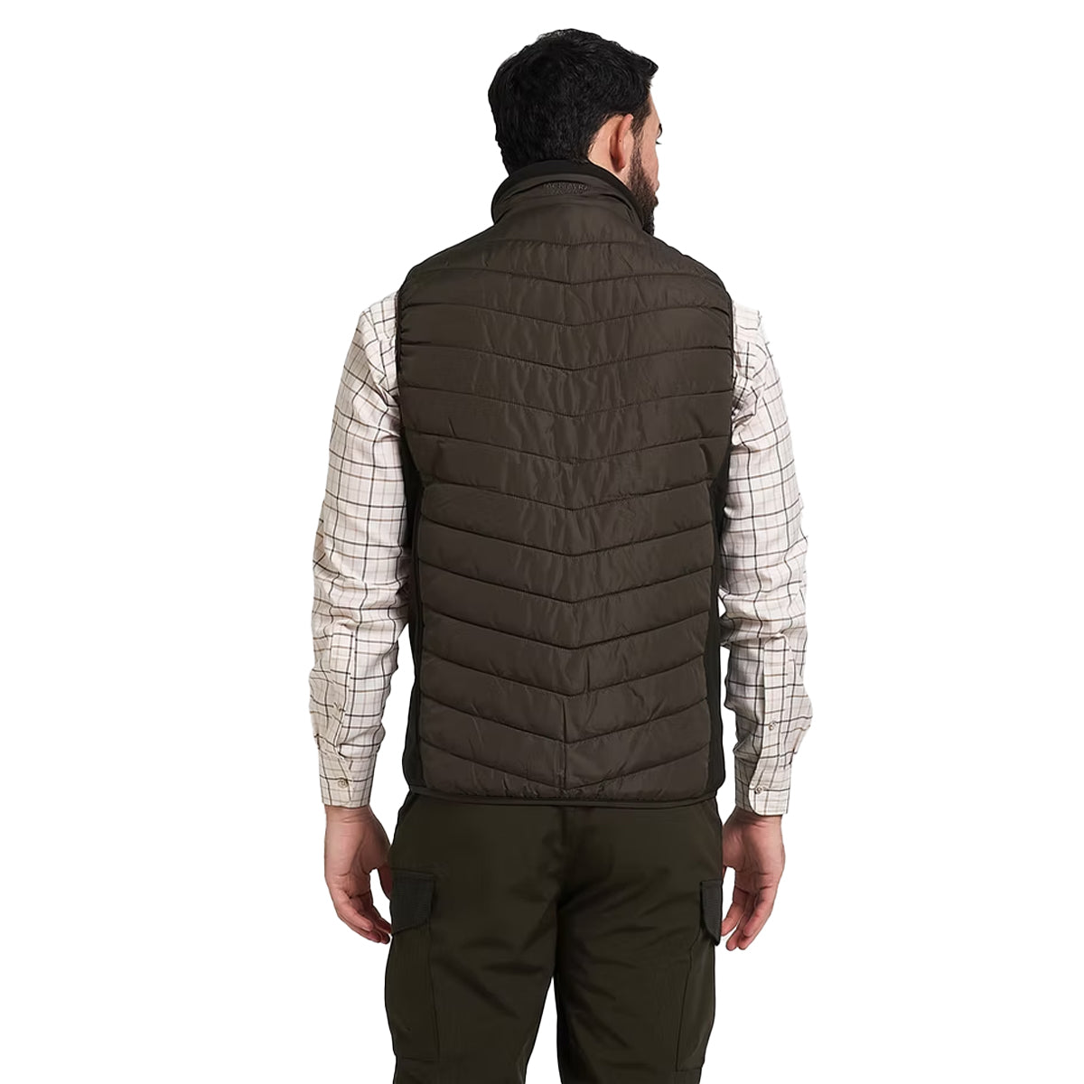 Green - Back - Jack Pyke Mens Quilted Polar Fleece Hybrid Gilet