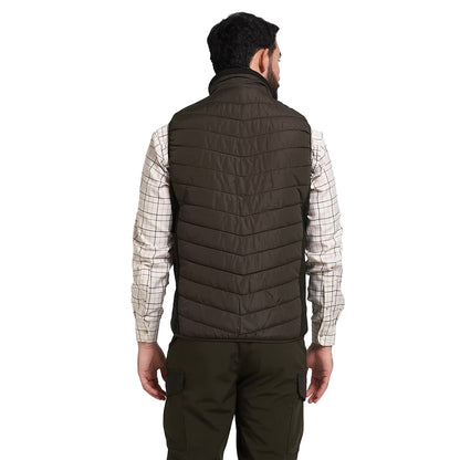 Green - Back - Jack Pyke Mens Quilted Polar Fleece Hybrid Gilet