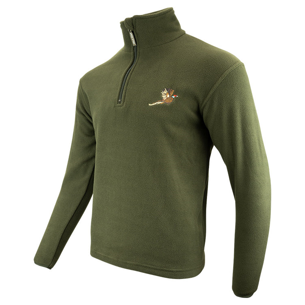 Olive - Side - Jack Pyke Mens Pheasant Motif Fleece Top