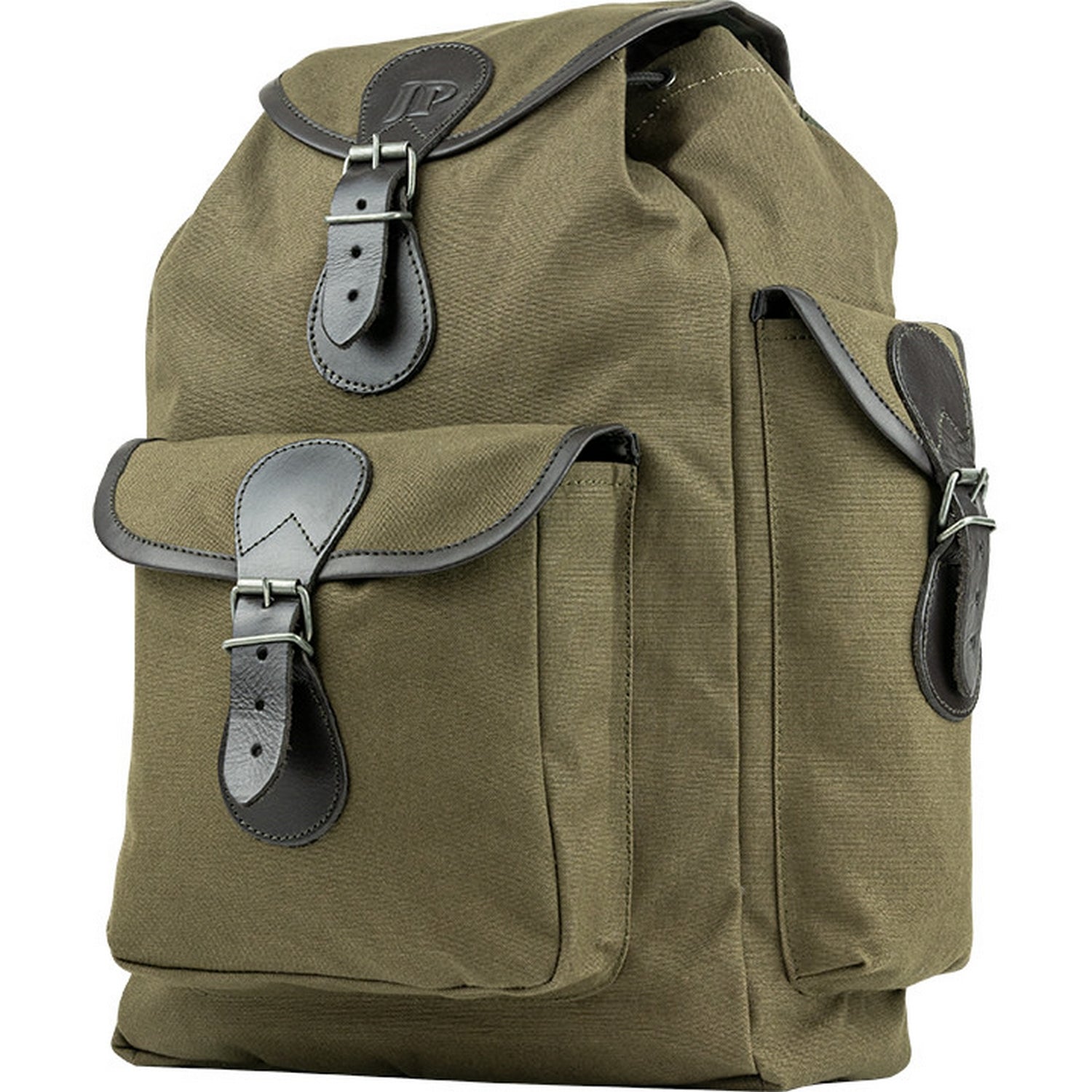 Green - Side - Jack Pyke Canvas Leather Trim Backpack