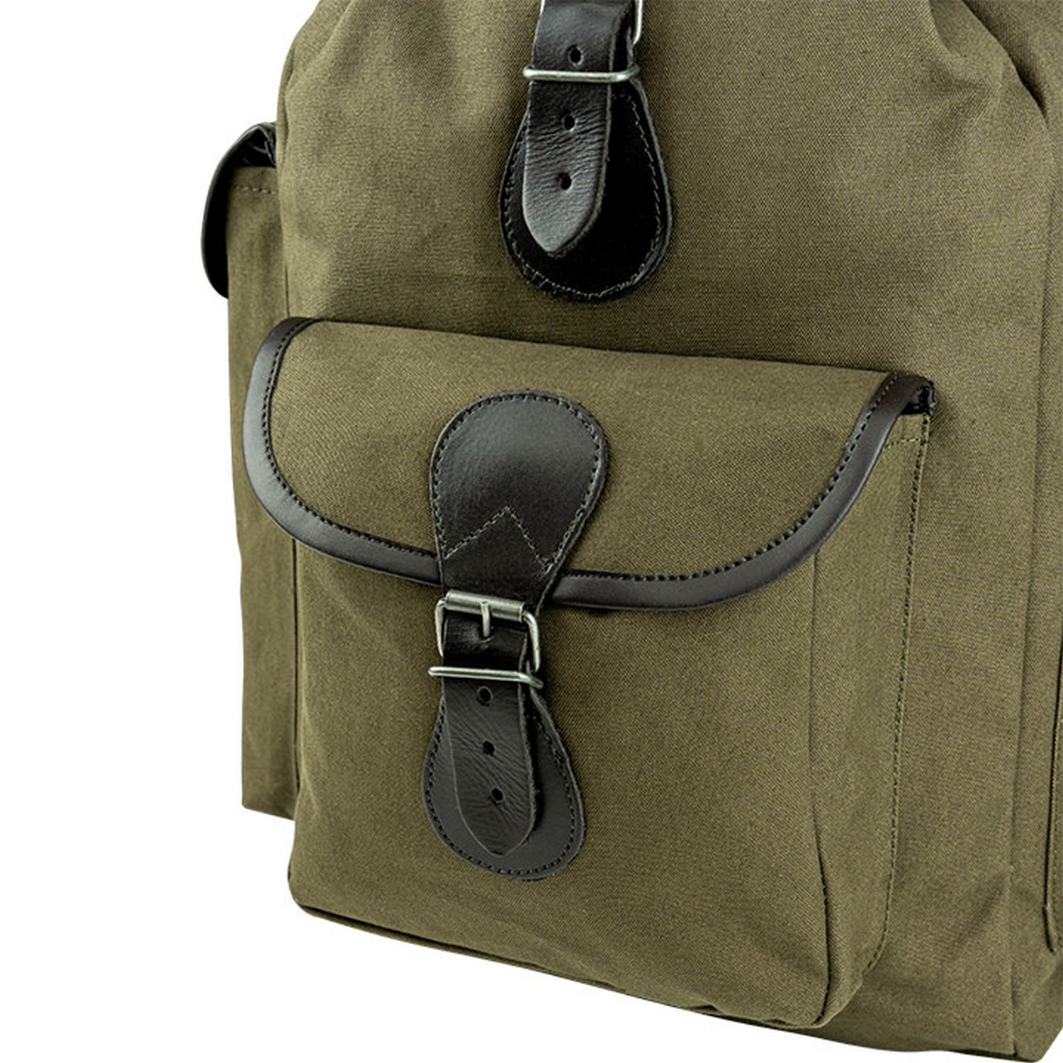 Green - Lifestyle - Jack Pyke Canvas Leather Trim Backpack
