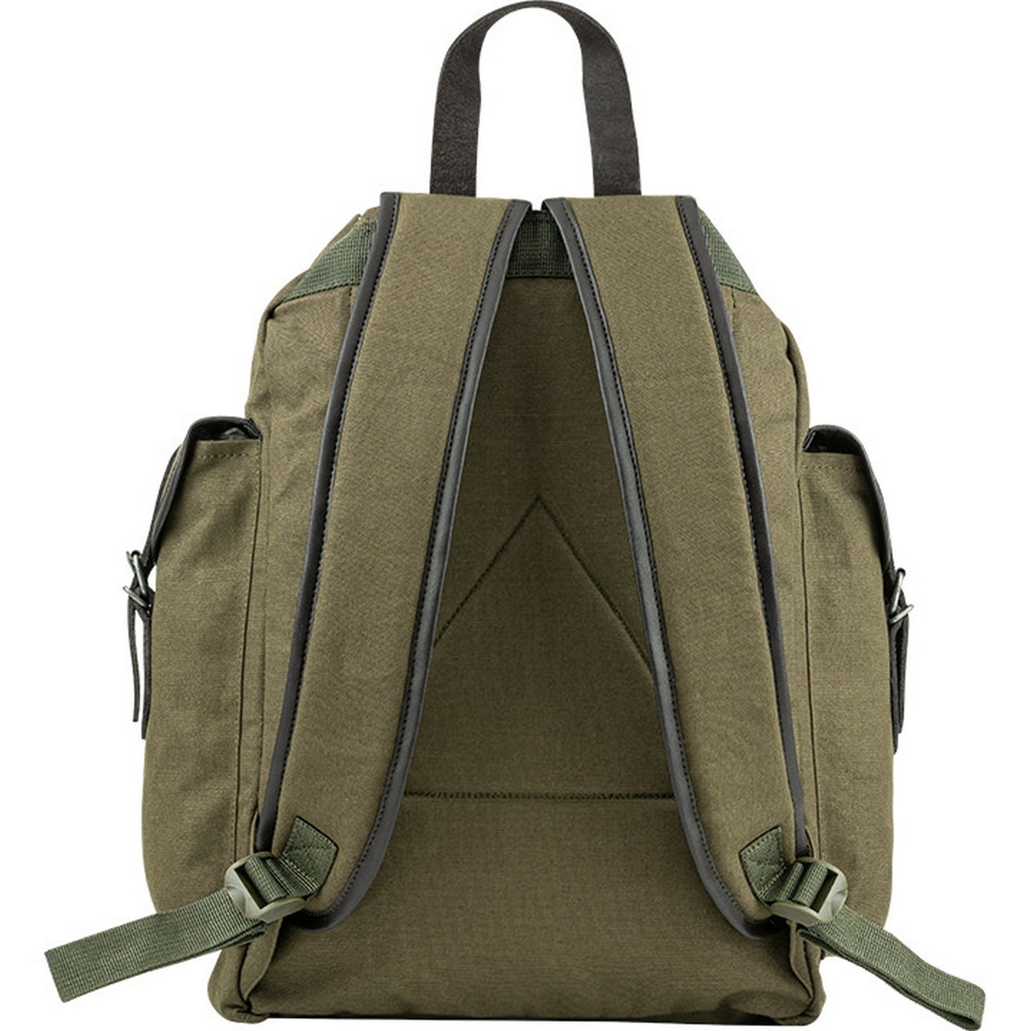 Green - Back - Jack Pyke Canvas Leather Trim Backpack