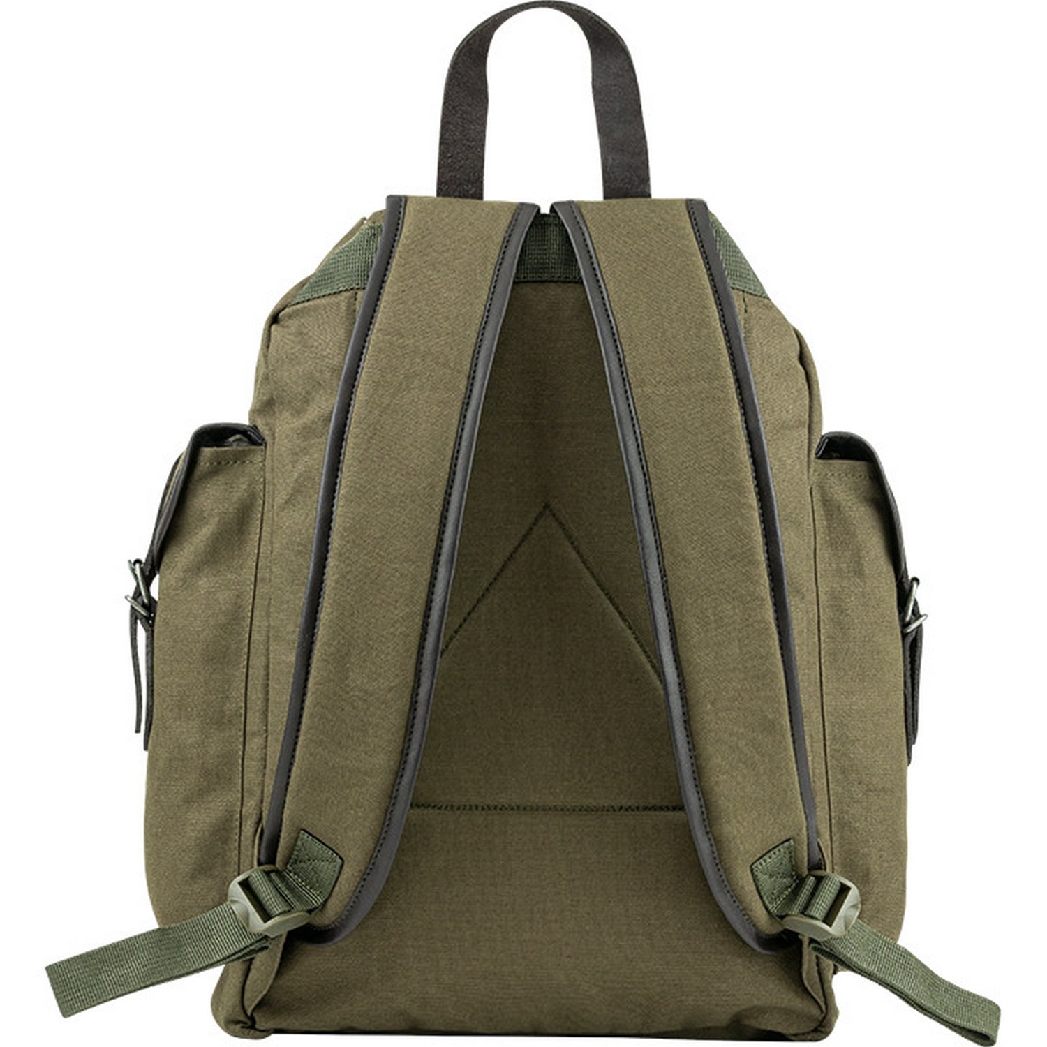Green - Back - Jack Pyke Canvas Leather Trim Backpack