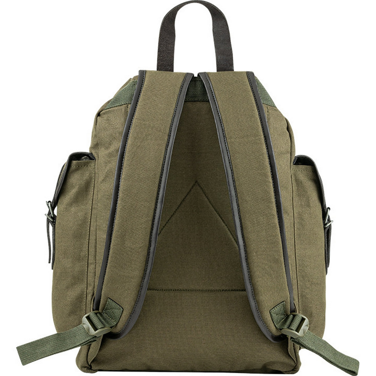 Green - Back - Jack Pyke Canvas Leather Trim Backpack
