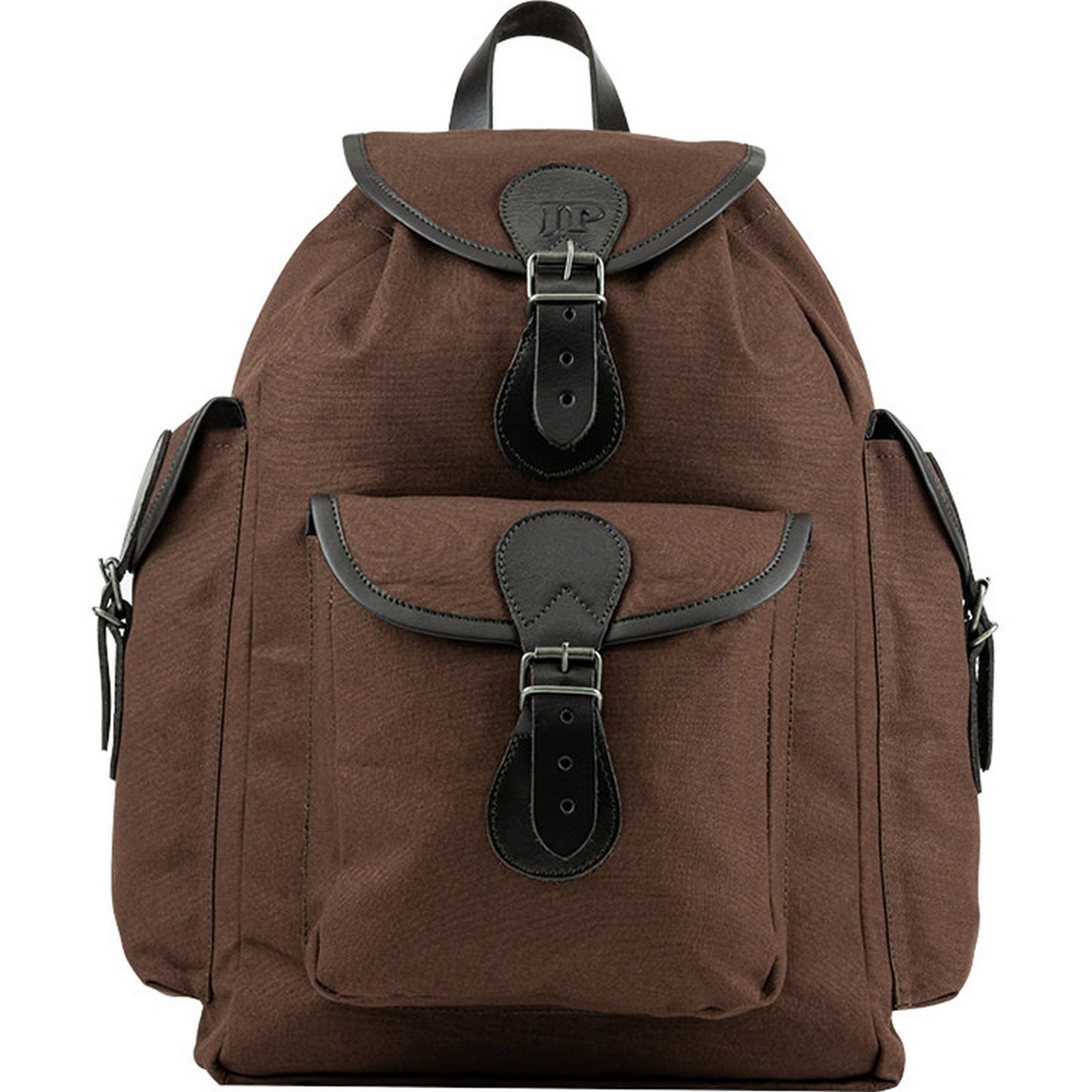 Brown - Front - Jack Pyke Canvas Leather Trim Backpack