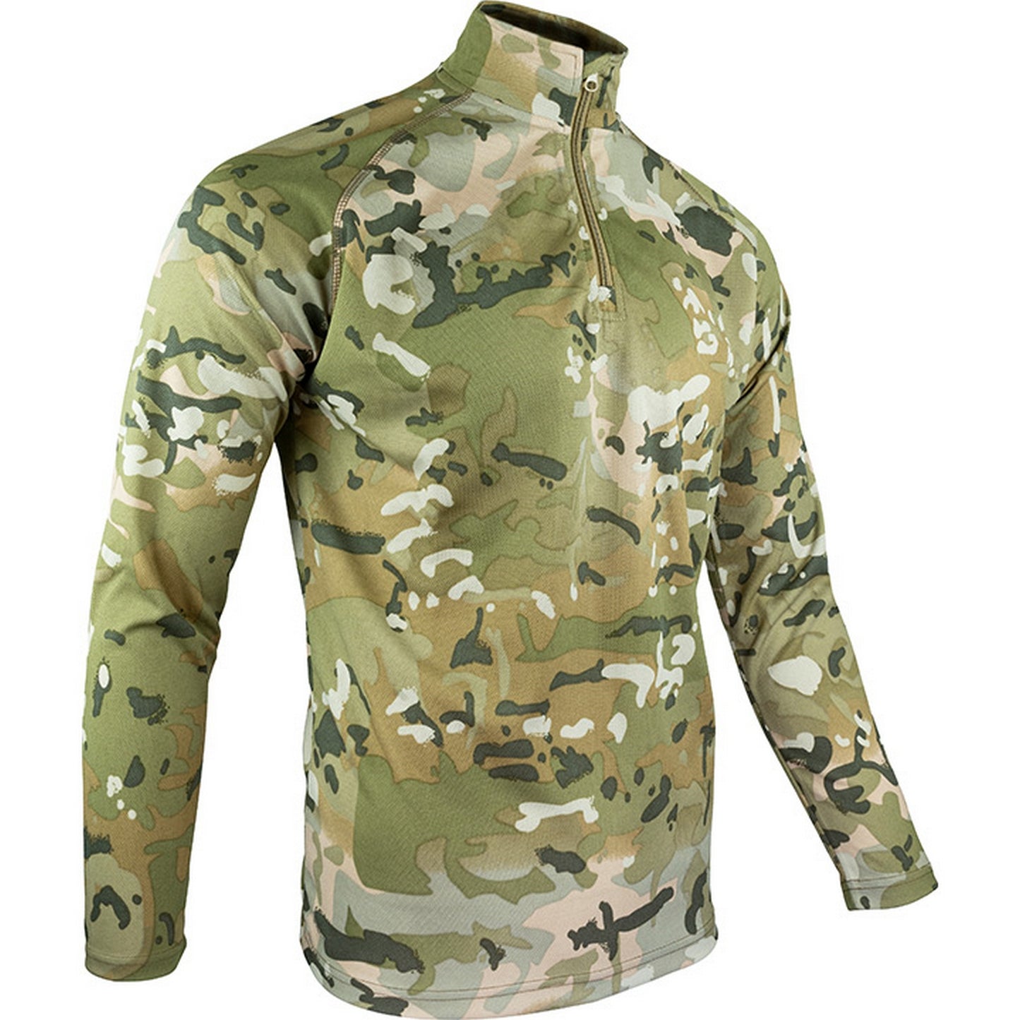 Coyote - Side - Viper Mens Armour Camo Mesh Quarter Zip Midlayer