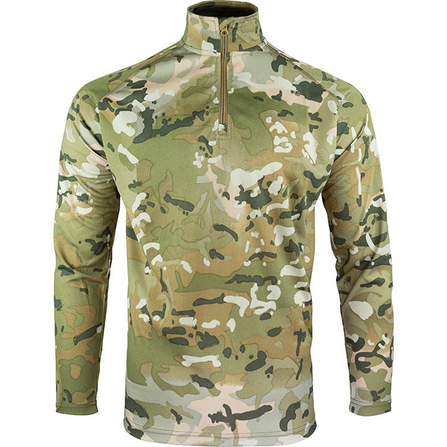 Coyote - Front - Viper Mens Armour Camo Mesh Quarter Zip Midlayer