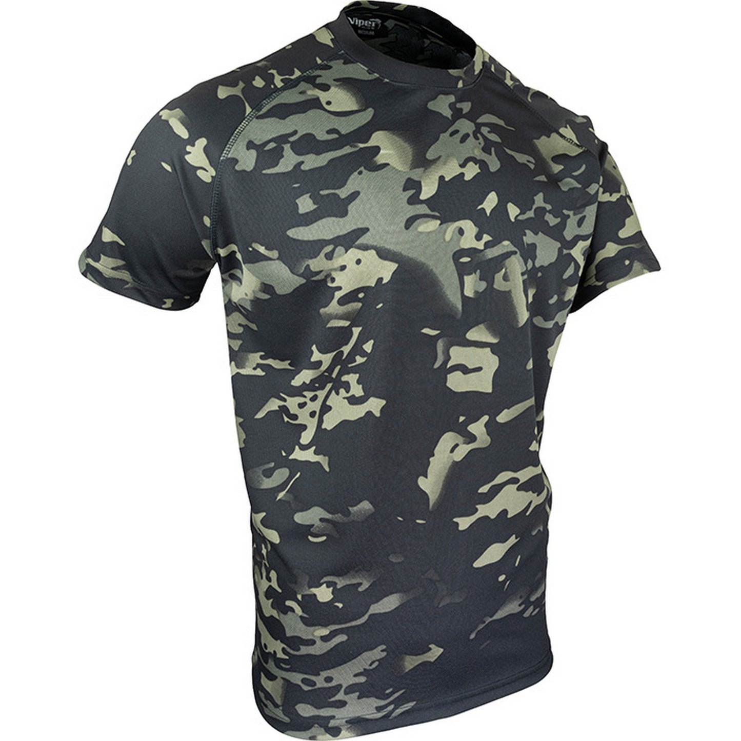 Black - Side - Viper Mens Tactical Camo Mesh T-Shirt