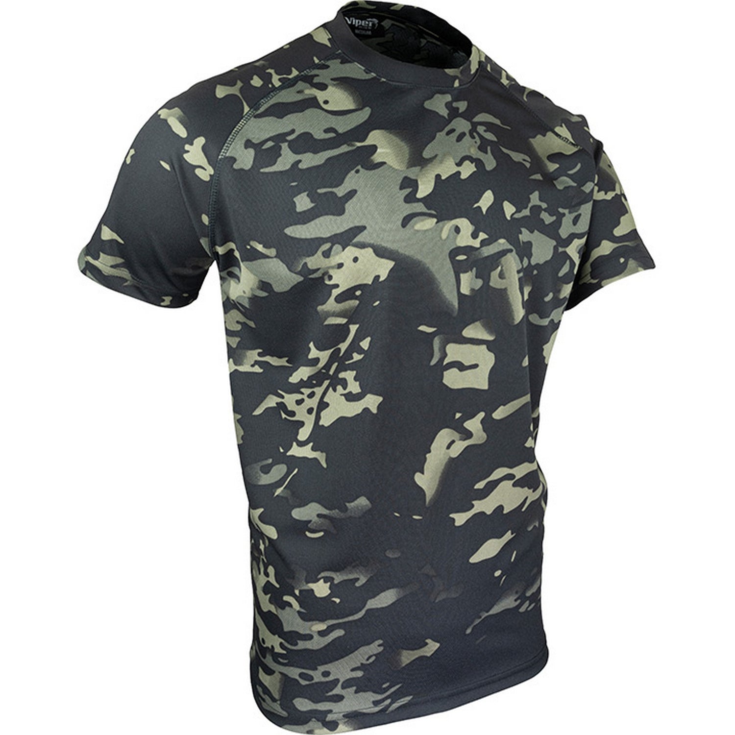 Black - Side - Viper Mens Tactical Camo Mesh T-Shirt
