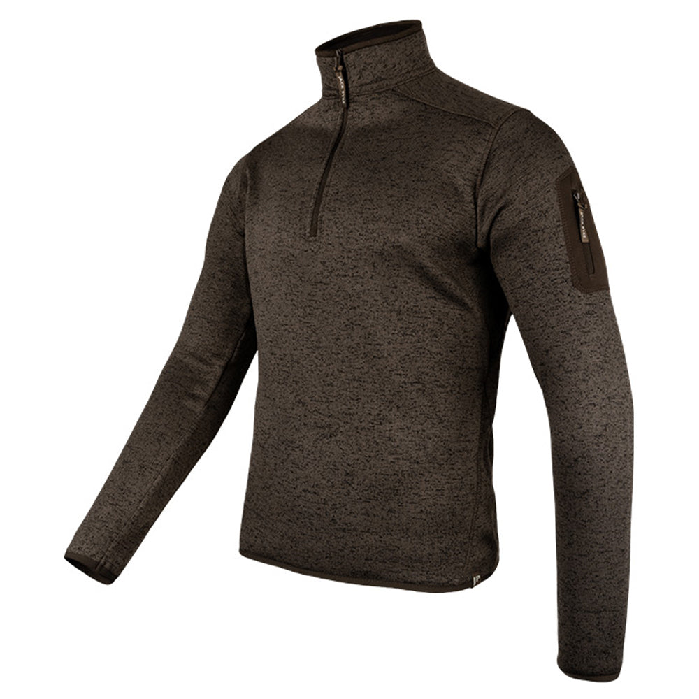 Brown - Side - Jack Pyke Mens Melange Quarter Zip Fleece Top