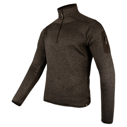 Brown - Side - Jack Pyke Mens Melange Quarter Zip Fleece Top