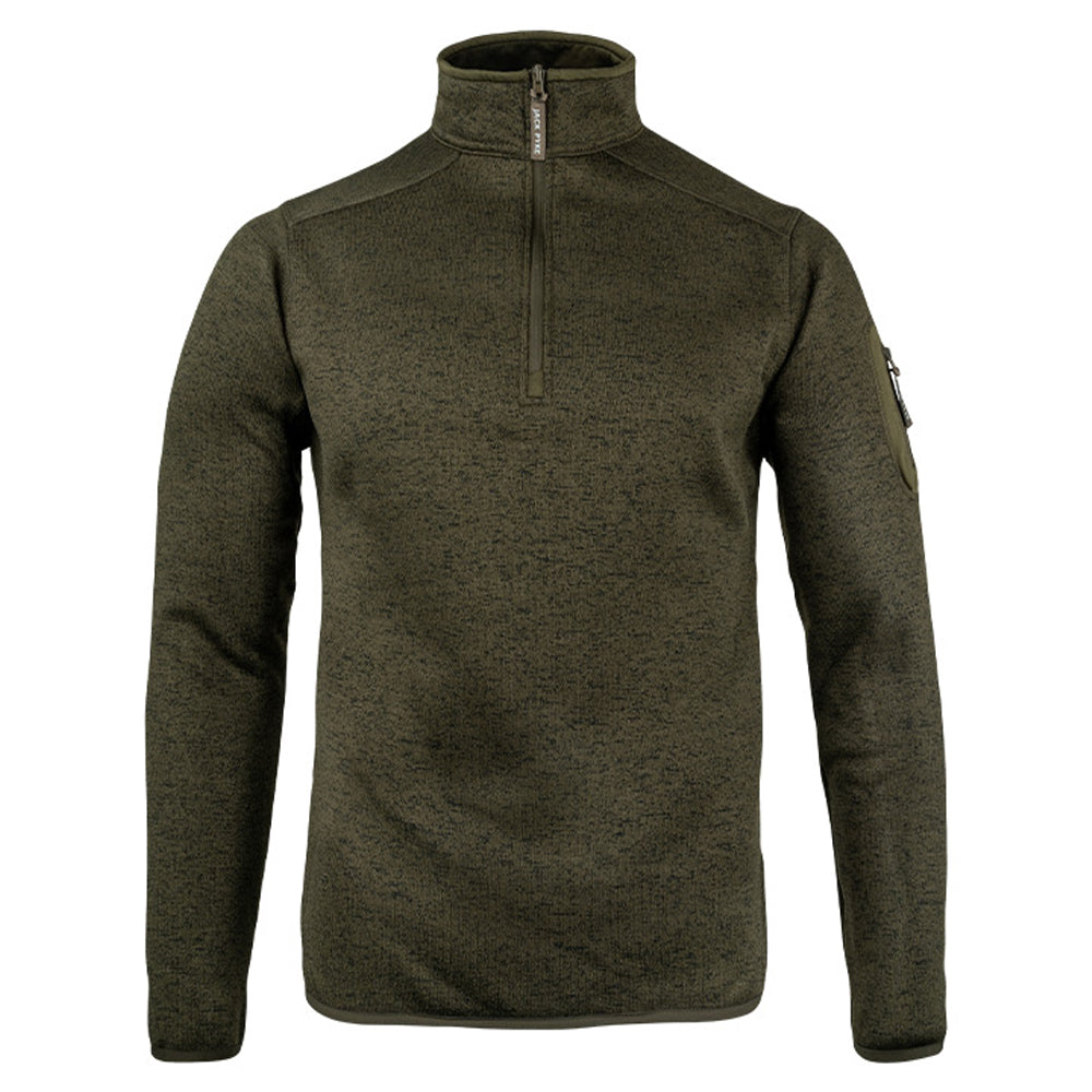 Green - Front - Jack Pyke Mens Melange Quarter Zip Fleece Top