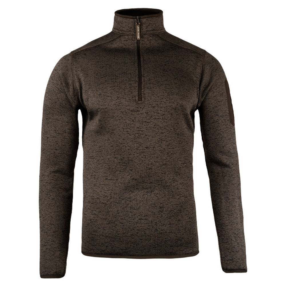 Brown - Front - Jack Pyke Mens Melange Quarter Zip Fleece Top