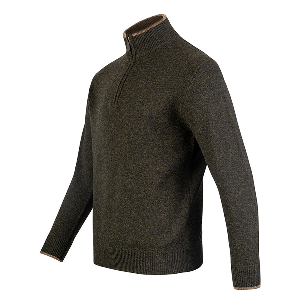 Olive - Lifestyle - Jack Pyke Mens Ashcombe Lambswool Half Zip Pullover