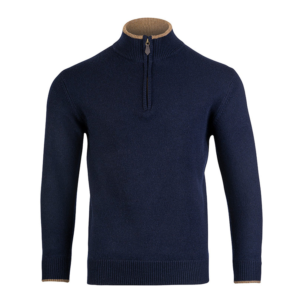 Navy - Front - Jack Pyke Mens Ashcombe Lambswool Half Zip Pullover