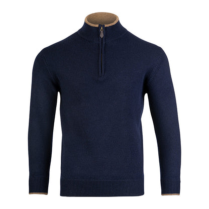 Navy - Front - Jack Pyke Mens Ashcombe Lambswool Half Zip Pullover