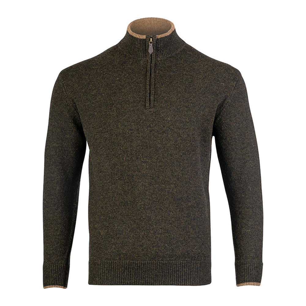 Olive - Front - Jack Pyke Mens Ashcombe Lambswool Half Zip Pullover