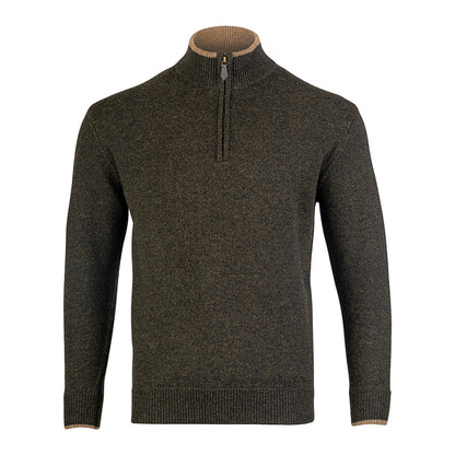 Olive - Front - Jack Pyke Mens Ashcombe Lambswool Half Zip Pullover