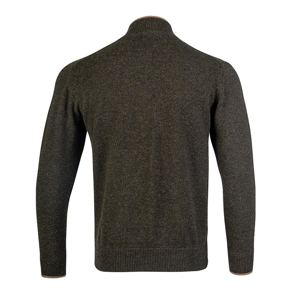 Olive - Back - Jack Pyke Mens Ashcombe Lambswool Half Zip Pullover