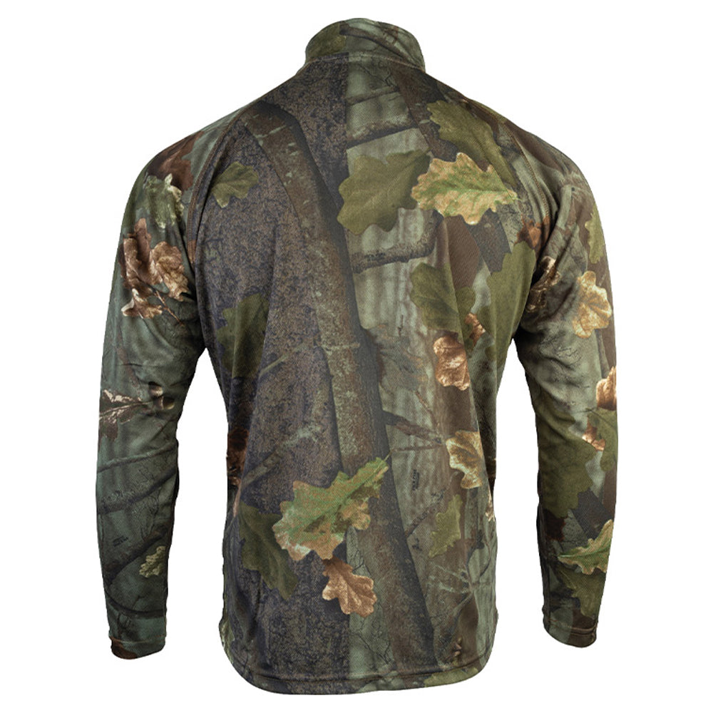 Brown - Back - Jack Pyke Mens Armour Oak Leaf Wicking Quarter Zip Midlayer