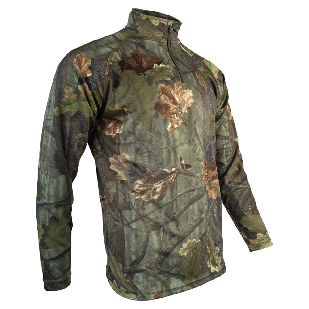 Brown - Lifestyle - Jack Pyke Mens Armour Oak Leaf Wicking Quarter Zip Midlayer