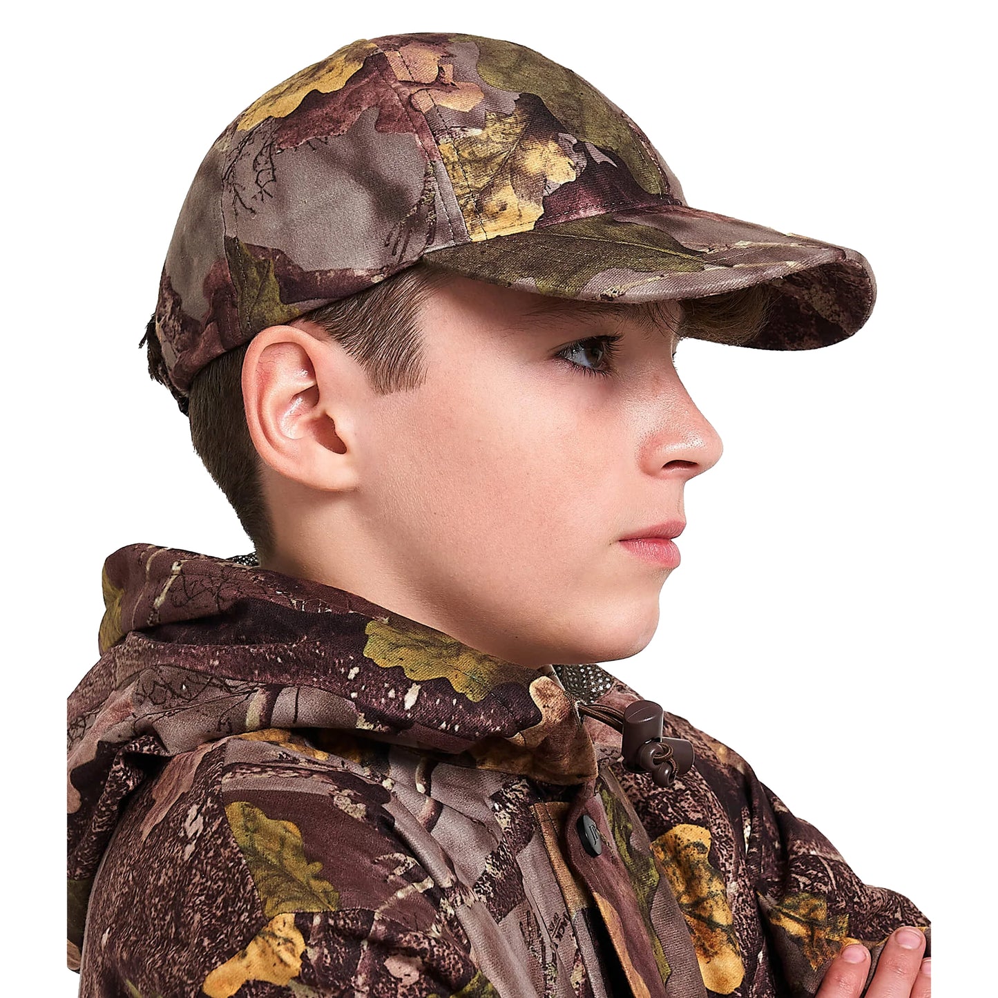 Oak Brown - Side - Jack Pyke Childrens-Kids Oak Leaf Stealth Breathtex Baseball Cap
