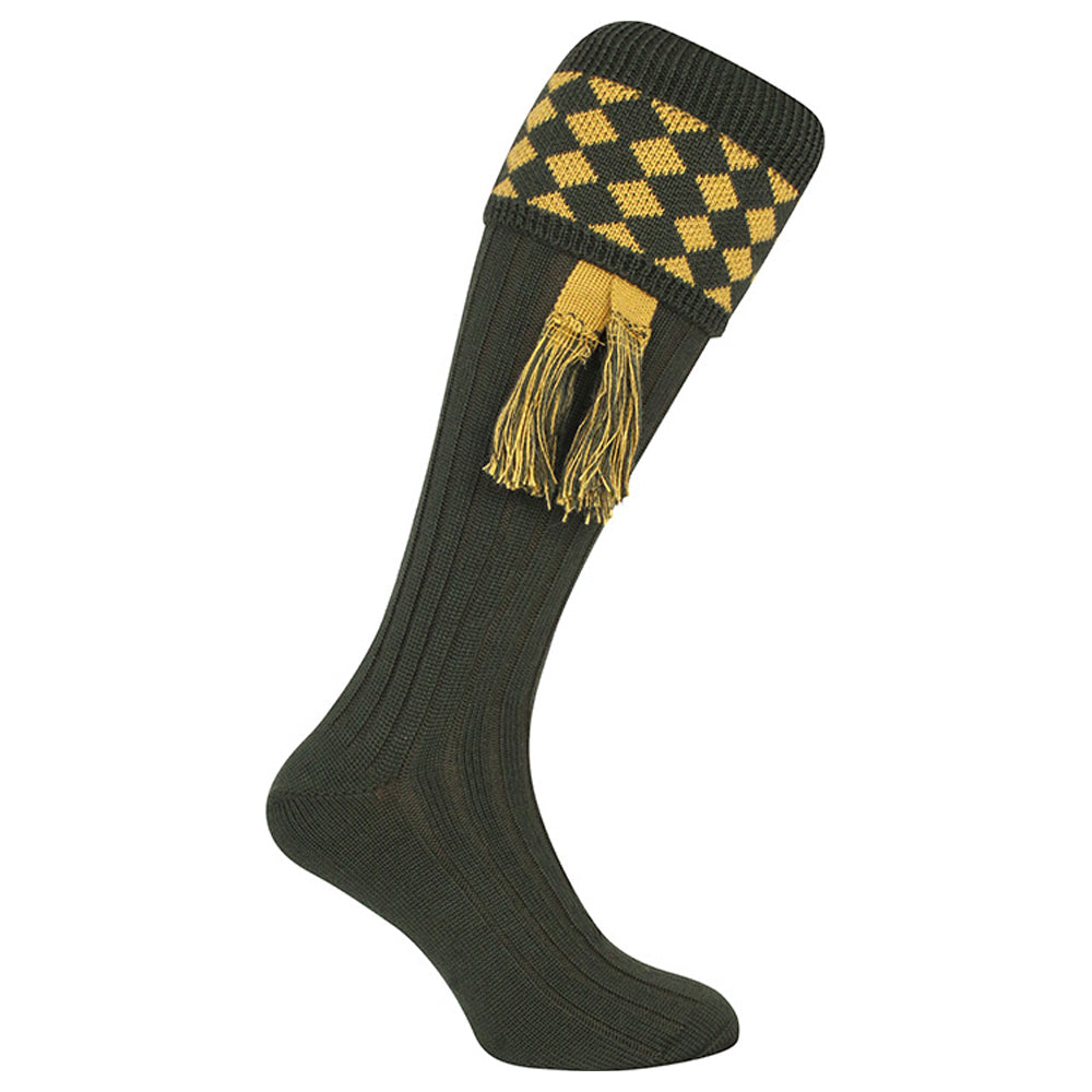 Green-Gold - Front - Jack Pyke Unisex Adult Harlequin Shooting Socks with Garters