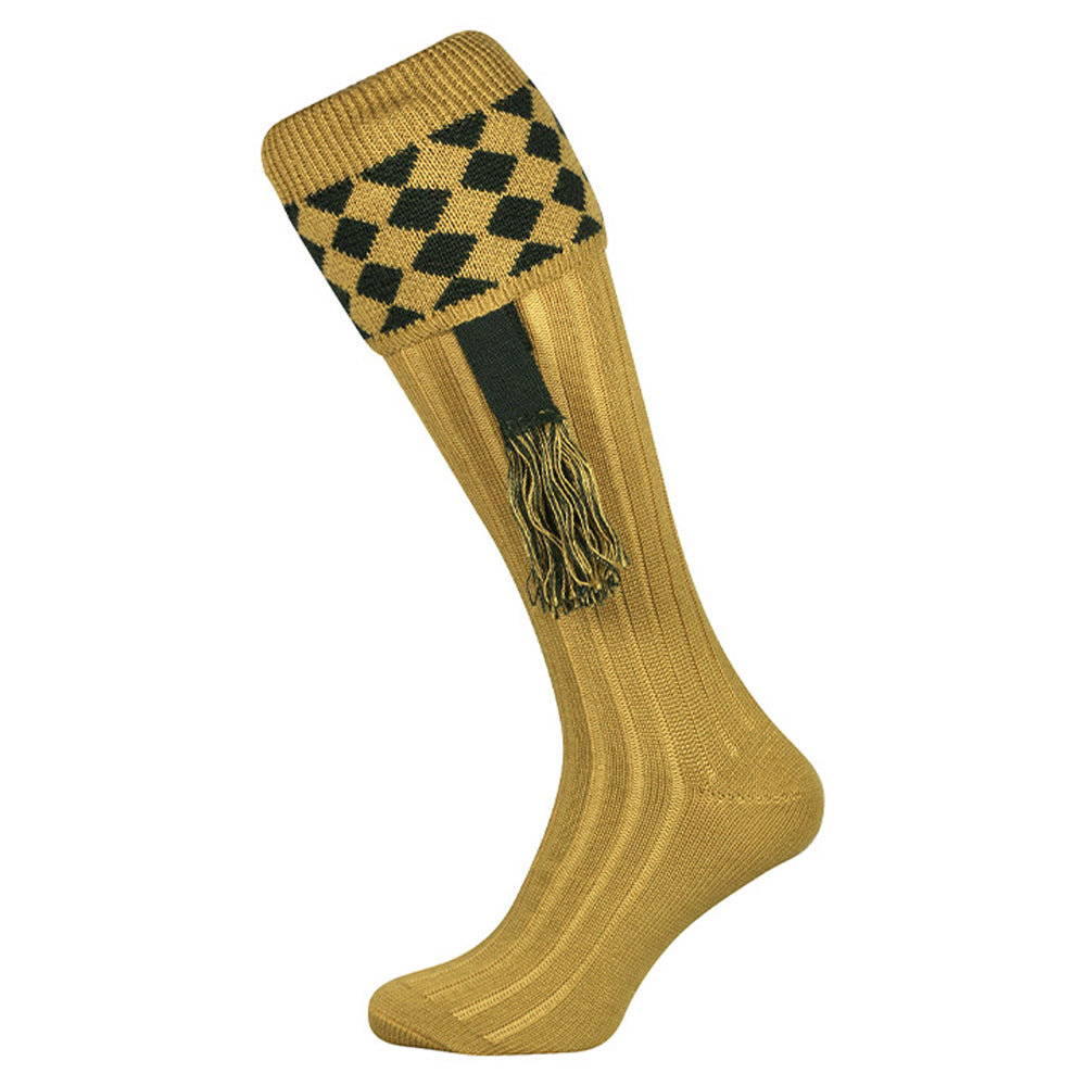 Mustard-Green - Back - Jack Pyke Unisex Adult Harlequin Shooting Socks with Garters