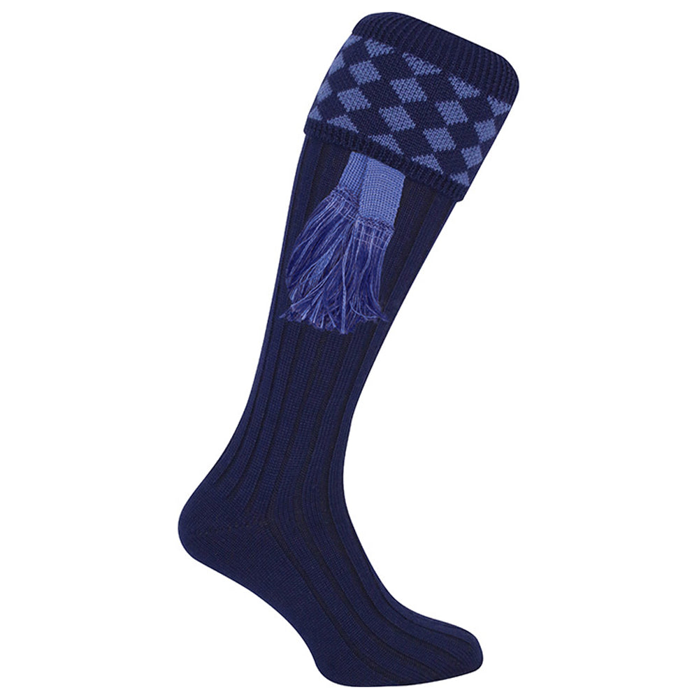 Navy-Light Blue - Front - Jack Pyke Unisex Adult Harlequin Shooting Socks with Garters