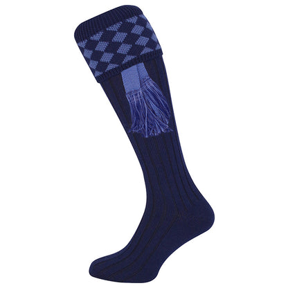 Navy-Light Blue - Back - Jack Pyke Unisex Adult Harlequin Shooting Socks with Garters