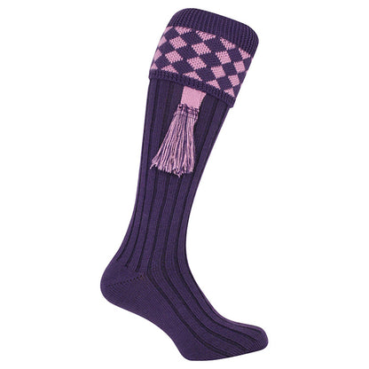 Purple-Mauve - Front - Jack Pyke Unisex Adult Harlequin Shooting Socks with Garters