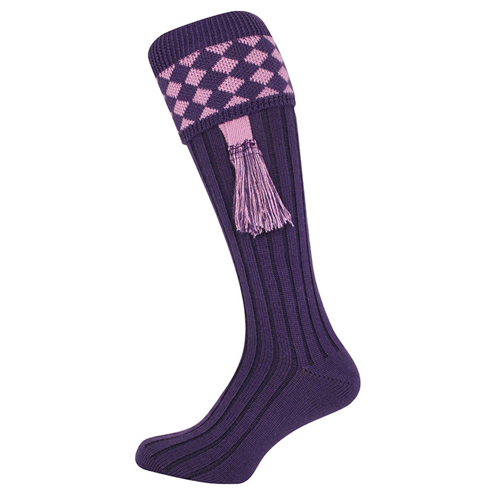 Purple-Mauve - Back - Jack Pyke Unisex Adult Harlequin Shooting Socks with Garters
