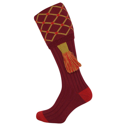 Burgundy - Back - Jack Pyke Unisex Adult Diamond Shooting Socks with Garters