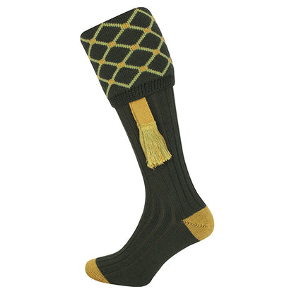 Green - Back - Jack Pyke Unisex Adult Diamond Shooting Socks with Garters