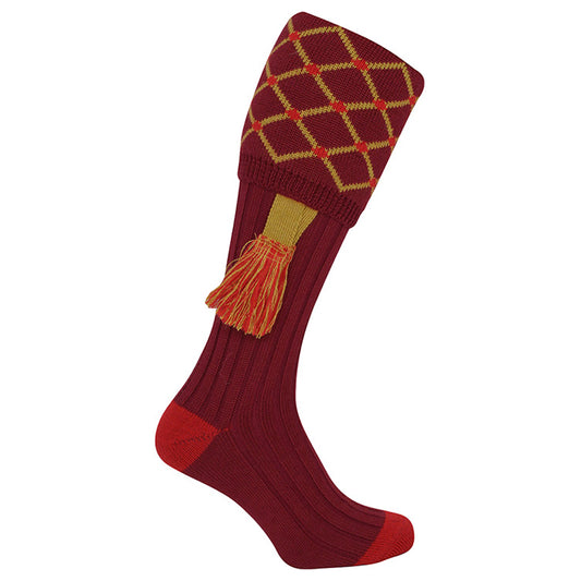 Burgundy - Front - Jack Pyke Unisex Adult Diamond Shooting Socks with Garters