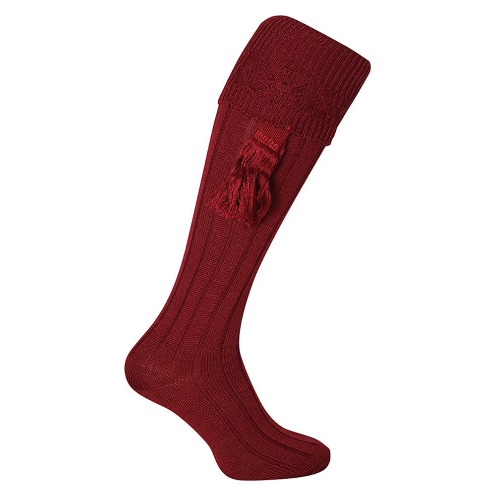 Burgundy - Front - Jack Pyke Unisex Adult Plain Shooting Socks with Garters