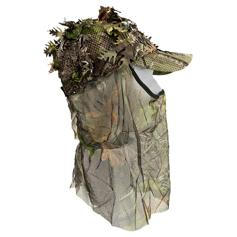 Green - Side - Jack Pyke Unisex Adult LLCS Oak Leaf Camo Baseball Cap with Veil