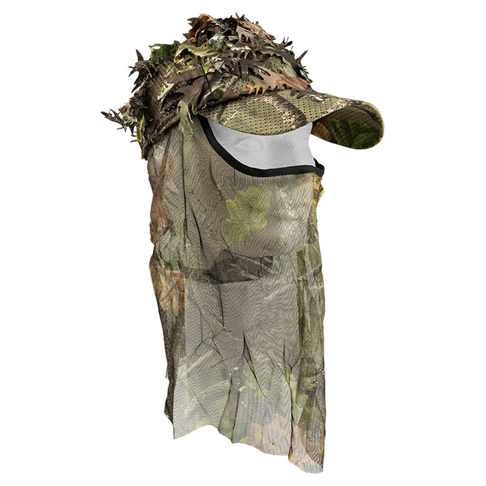 Green - Pack Shot - Jack Pyke Unisex Adult LLCS Oak Leaf Camo Baseball Cap with Veil