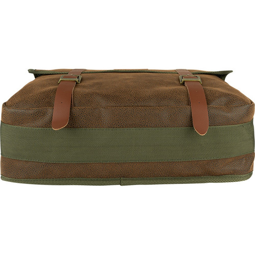 Brown - Side - Jack Pyke Logo Leather Trim Messenger Bag