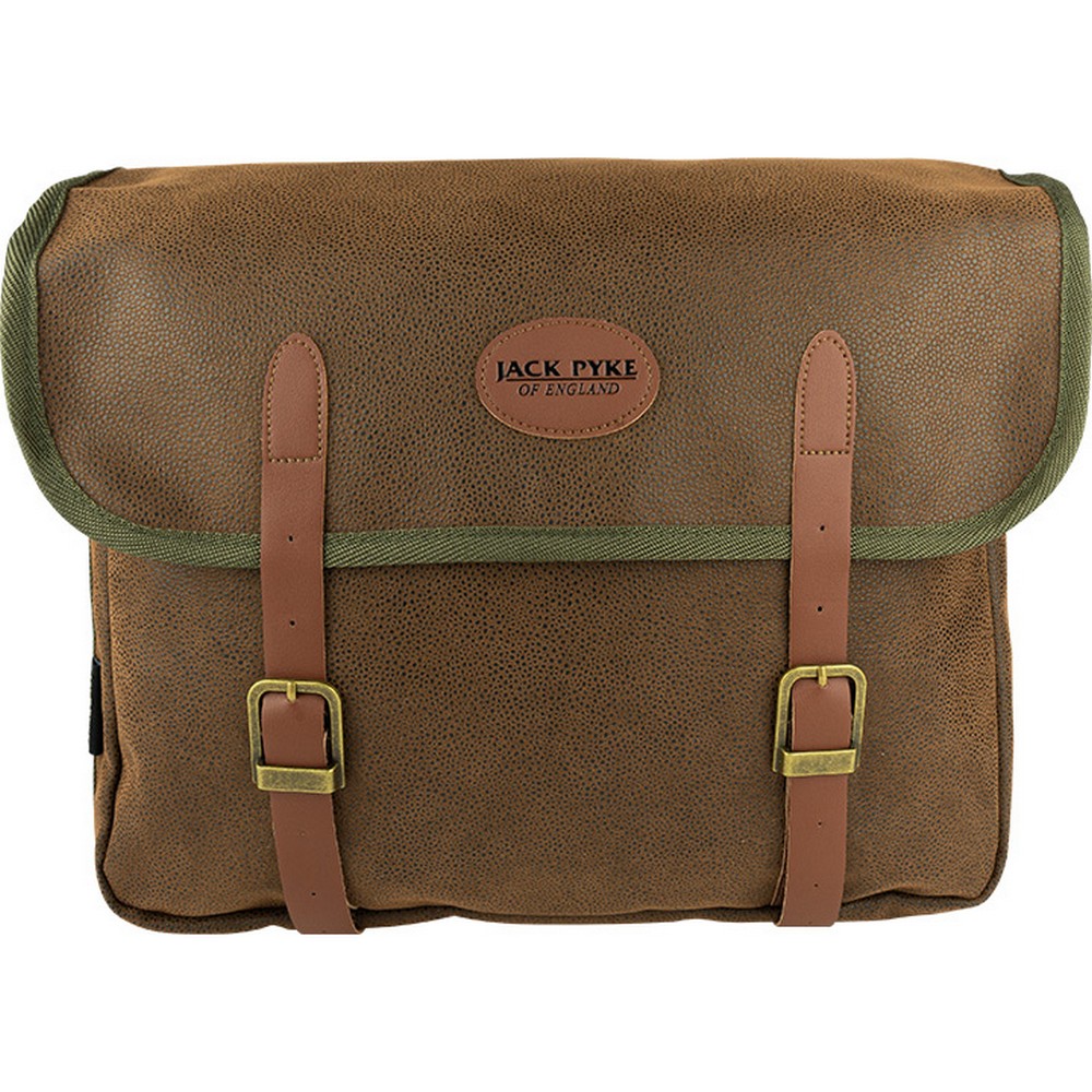 Brown - Front - Jack Pyke Logo Leather Trim Messenger Bag