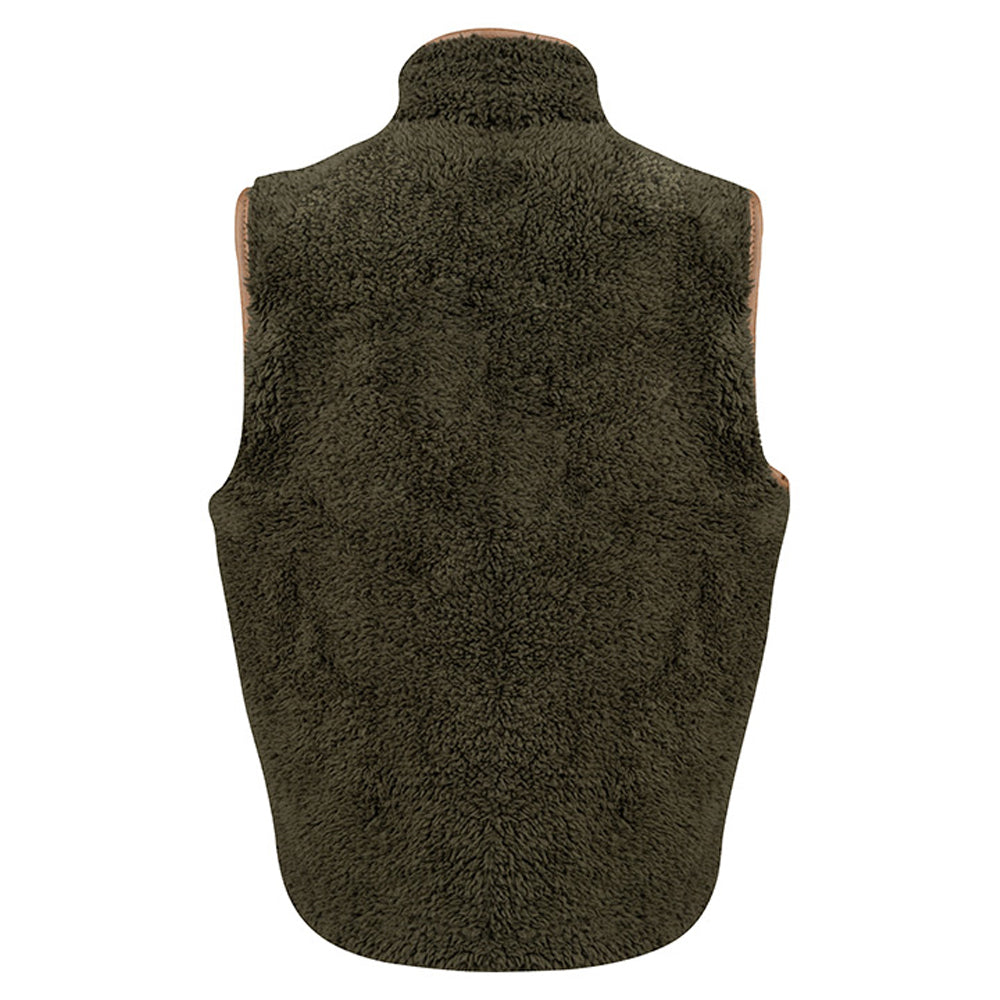 Dark Olive - Back - Jack Pyke Childrens-Kids Sherpa Fleece Gilet