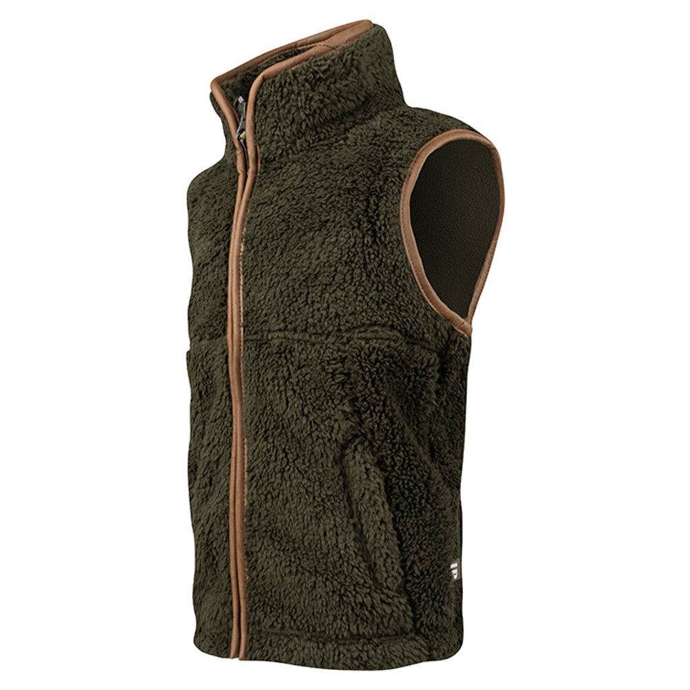 Dark Olive - Side - Jack Pyke Childrens-Kids Sherpa Fleece Gilet