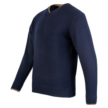 Navy - Side - Jack Pyke Mens Ashcombe Lambswool V Neck Pullover