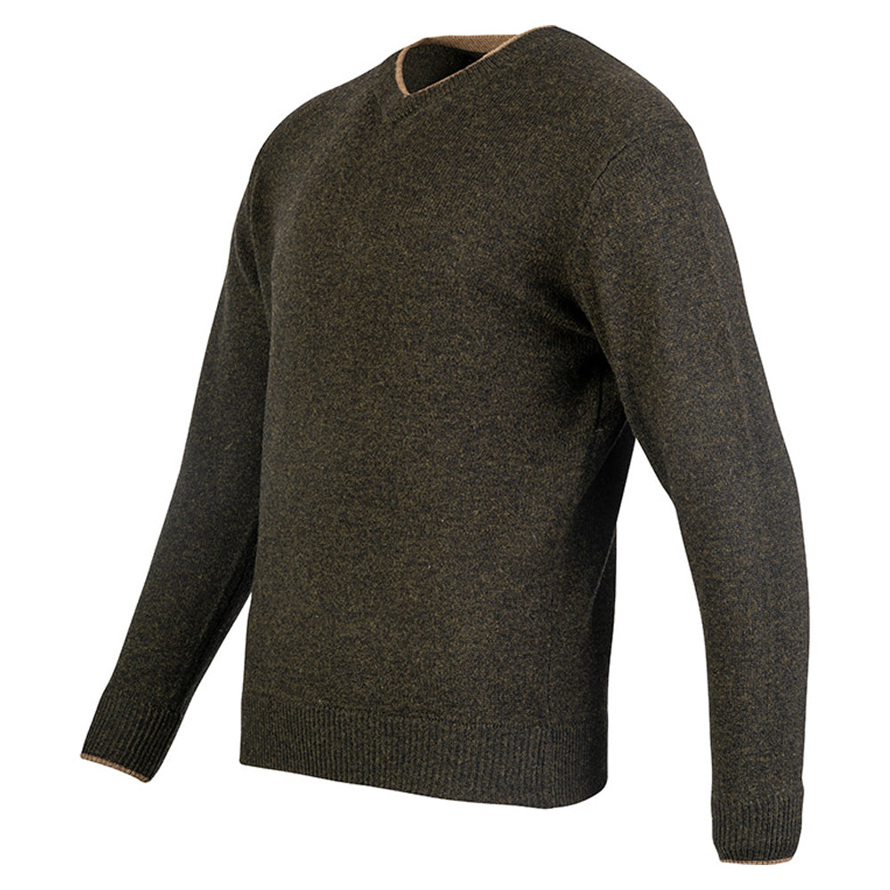 Dark Olive - Side - Jack Pyke Mens Ashcombe Lambswool V Neck Pullover