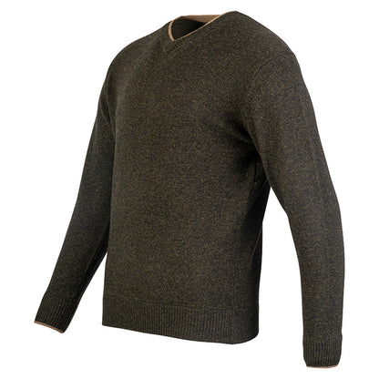 Dark Olive - Side - Jack Pyke Mens Ashcombe Lambswool V Neck Pullover