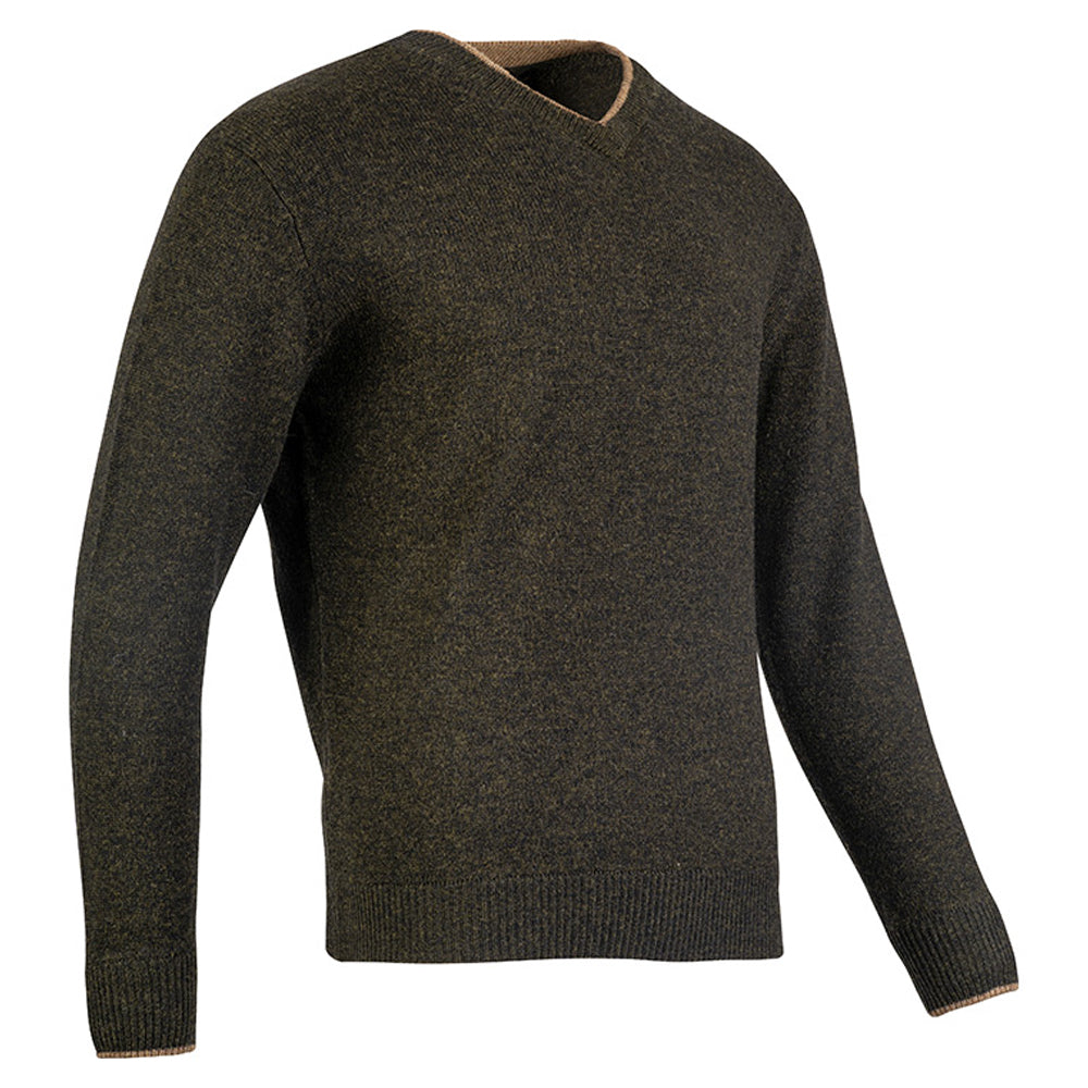 Dark Olive - Lifestyle - Jack Pyke Mens Ashcombe Lambswool V Neck Pullover