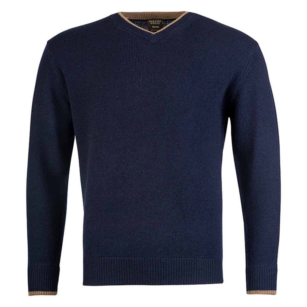 Navy - Front - Jack Pyke Mens Ashcombe Lambswool V Neck Pullover
